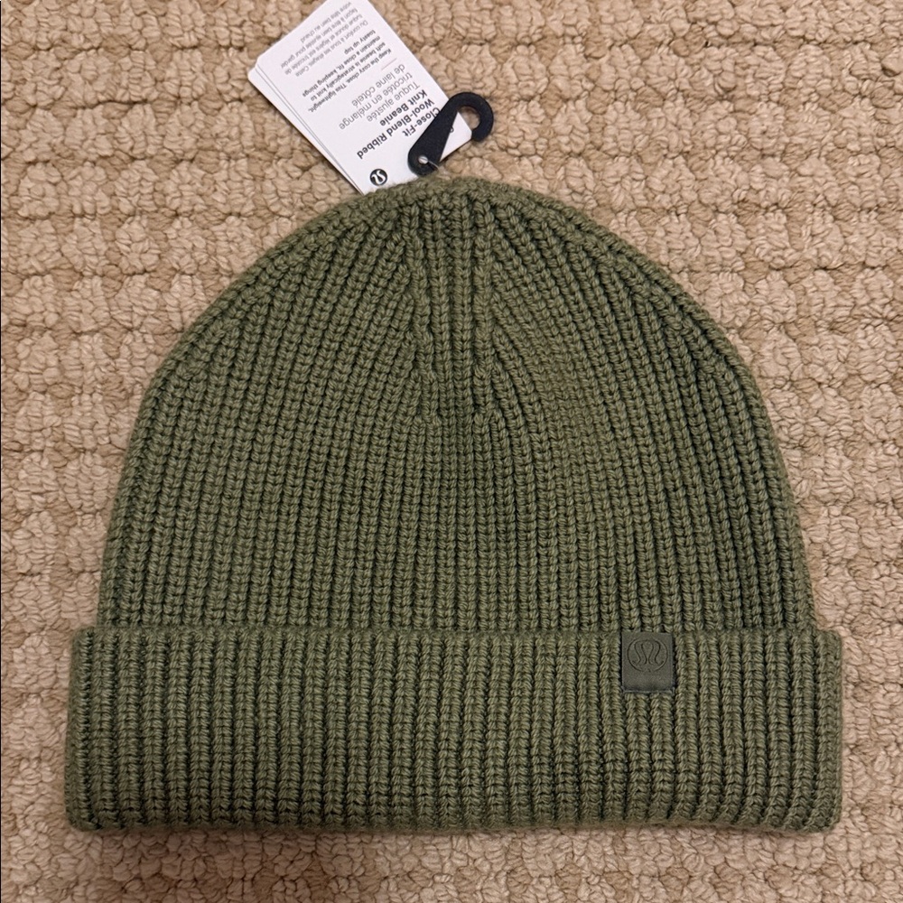 Lululemon Green Wool-Blend Ribbed Knit Beanie